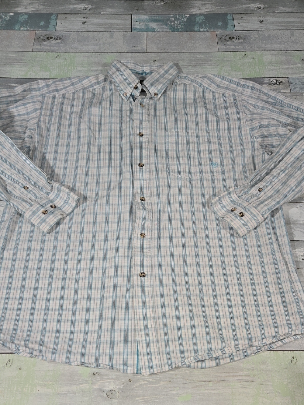 Ariat Pro Series Men's Light Blue Plaid Button-Down Shirt Sz X-Large